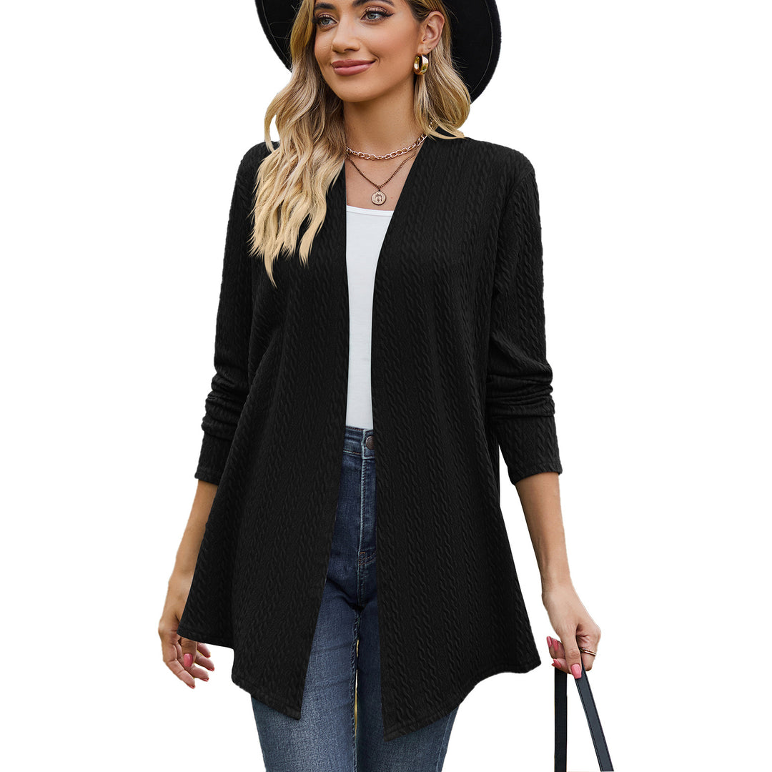Knit jacket for women with a modern wave pattern and an open design Lune London
