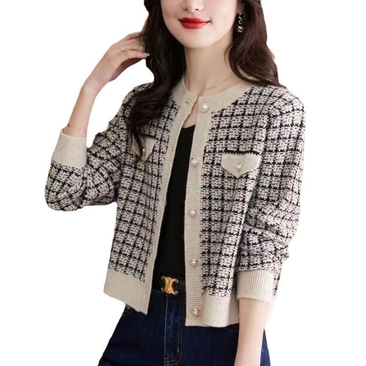 Cardigan classique pour femmes avec motif à carreaux tendance Chic & Stil