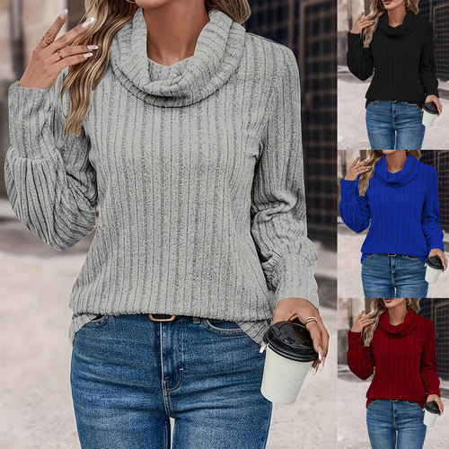 Comfortable sweater for ladies with wide collar and textured pattern Lune London