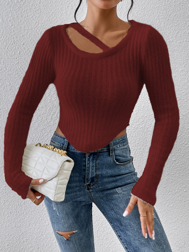 T-shirt en tricot pour femme avec épaule découverte et ourlet élastique Chic & Stil