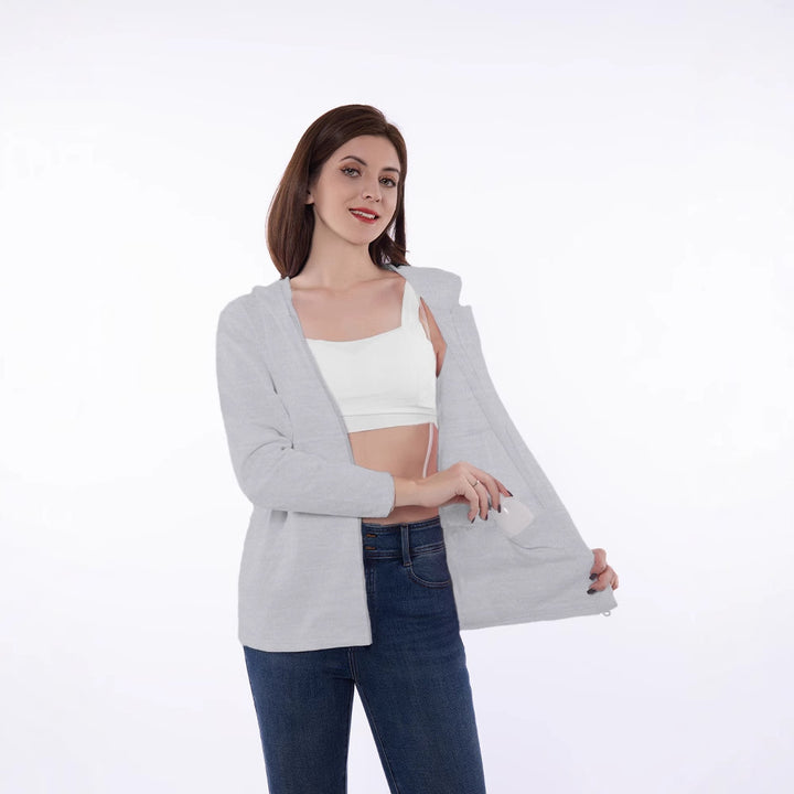Casual zip-up hooded jacket for women with functional pockets and breathable fabric composition Lune London