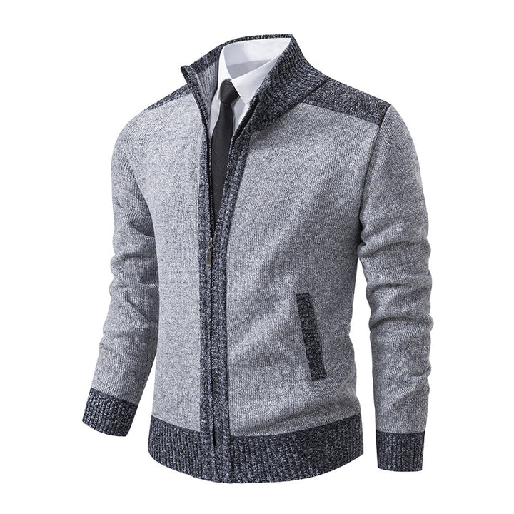 Elegant knitted jacket for men with high collar and zipper Lune London