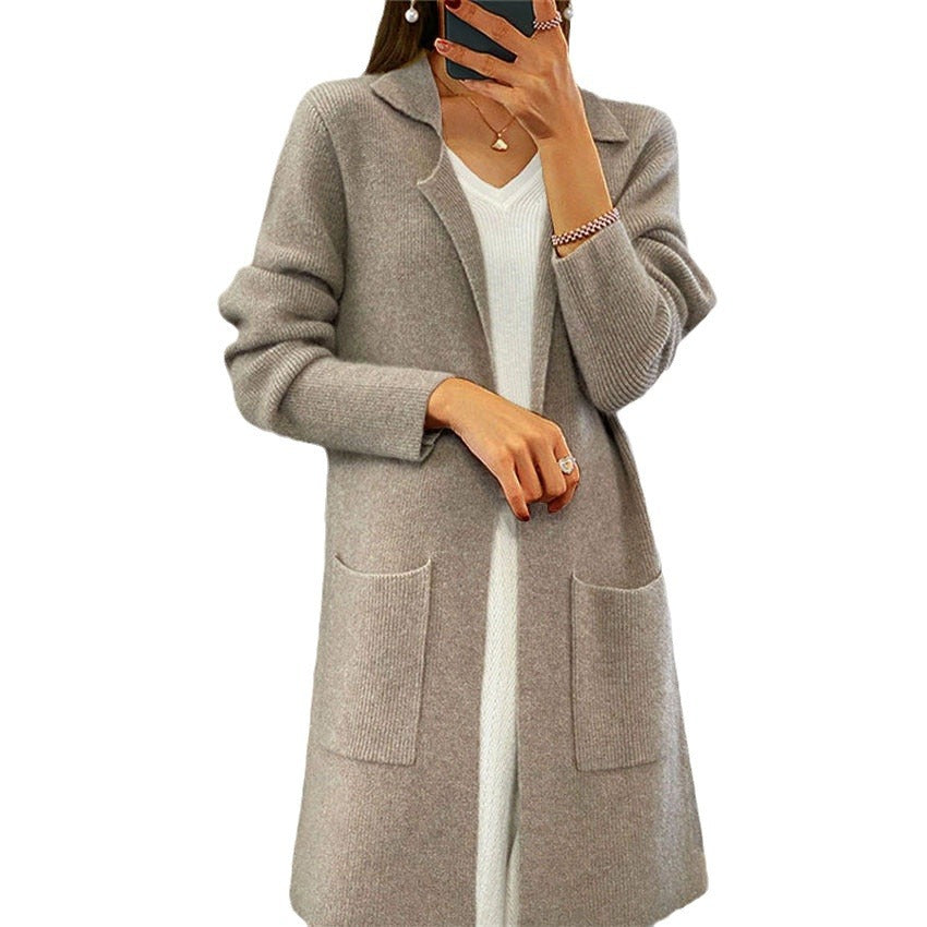 Oversized women’s cardigan with a deep V-neck and practical pockets Lune London