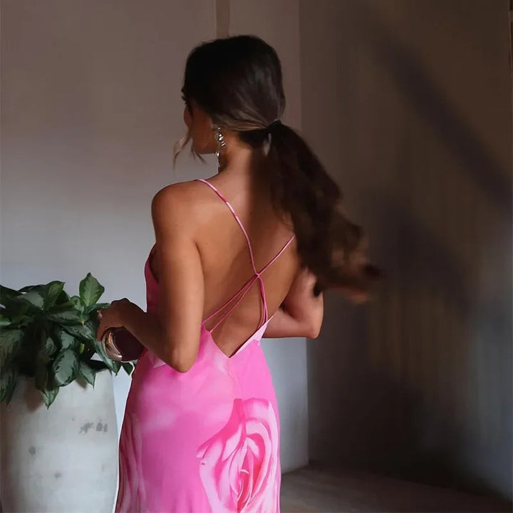 Robe maxi élégante pour femme avec fente latérale et fines bretelles Chic & Stil