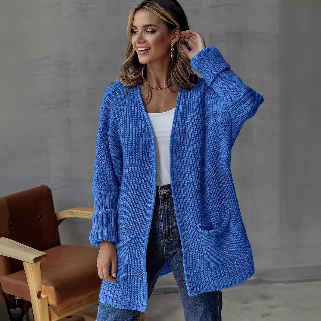 Women long cardigan with relaxed fit and practical pockets Lune London