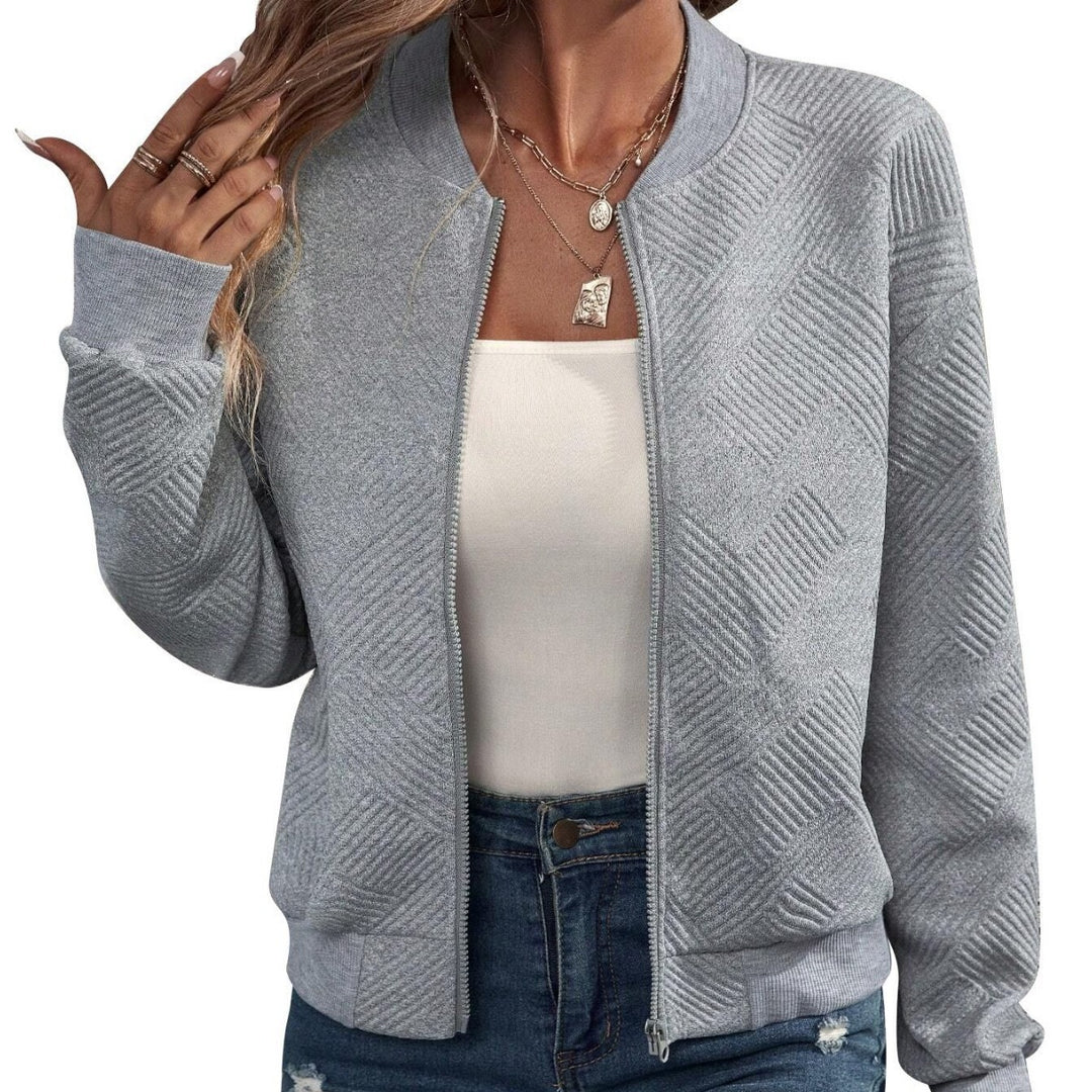 Casual bomber jacket for women with a fine texture design and practical pockets Lune London