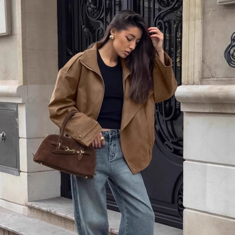 Lune London Soft Suede Casual Oversized Jacket for Women