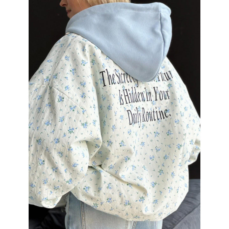 Ladies casual oversized jacket with floral pattern Lune London