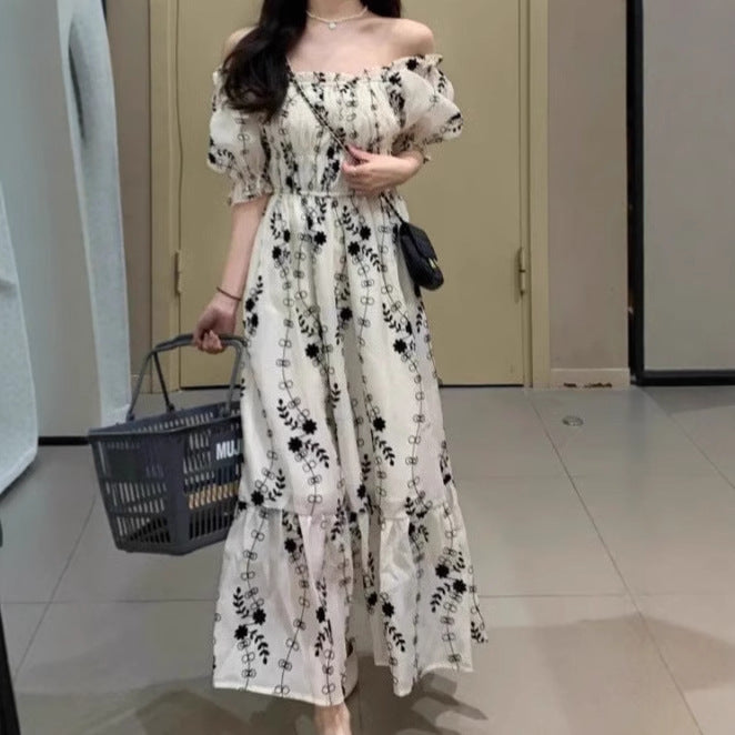 Boho maxi dress for women with elastic top and voluminous sleeves Lune London
