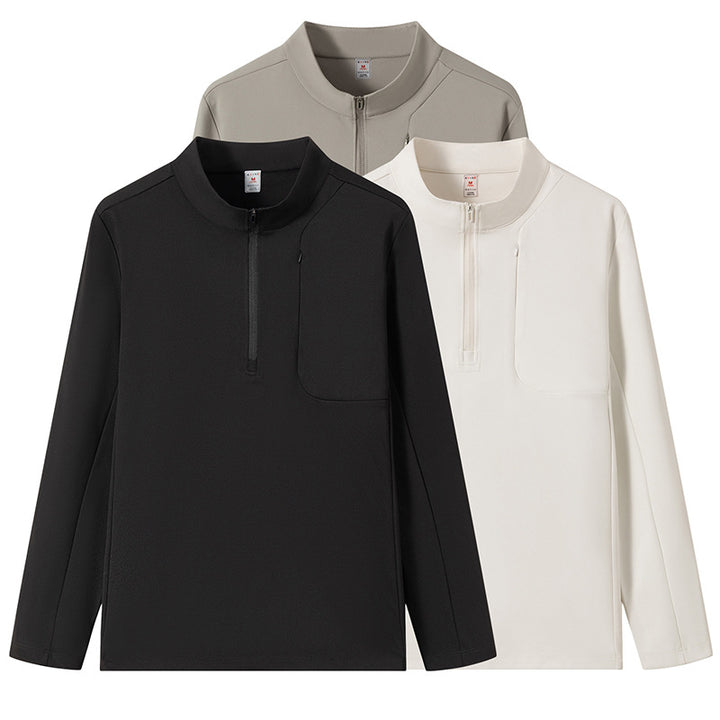 Functional long sleeve T-shirt for men with high collar and zipper Lune London