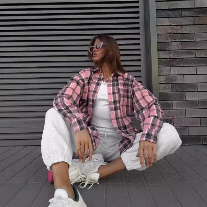 Casual checkered blouse for women Chic und Stil