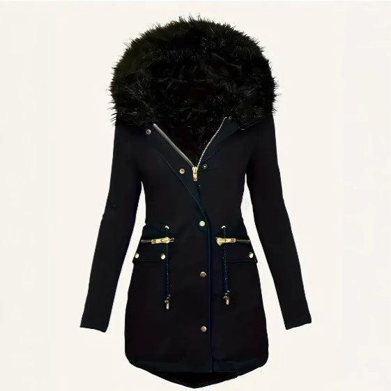 Ladies winter parka with removable fur collar Lune London