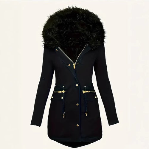 Ladies winter parka with removable fur collar Lune London