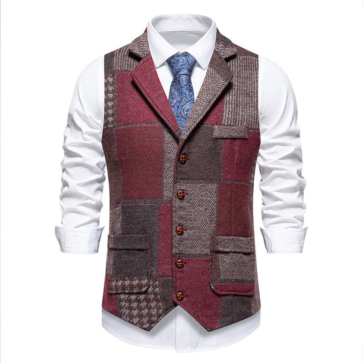 Men's waistcoat in modern patchwork design with practical pockets Lune London