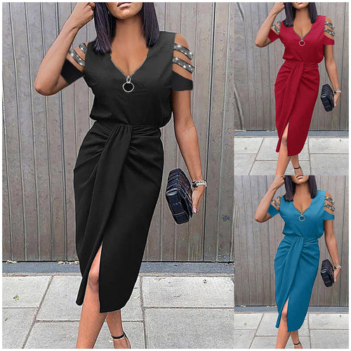 Ladies Elegant wrap dress with trendy cut-out details and shiny embellishments Lune London