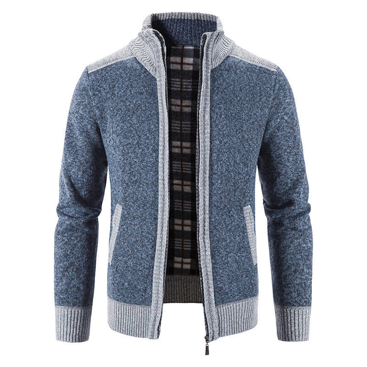Lune London | Men's Cardigan with Modern Stand-Up Collar and Textured Design