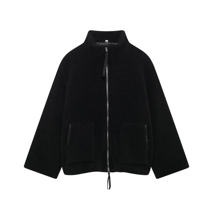 Ladies Cozy Fleece Jacket with High collar and Practical Pockets Lune London