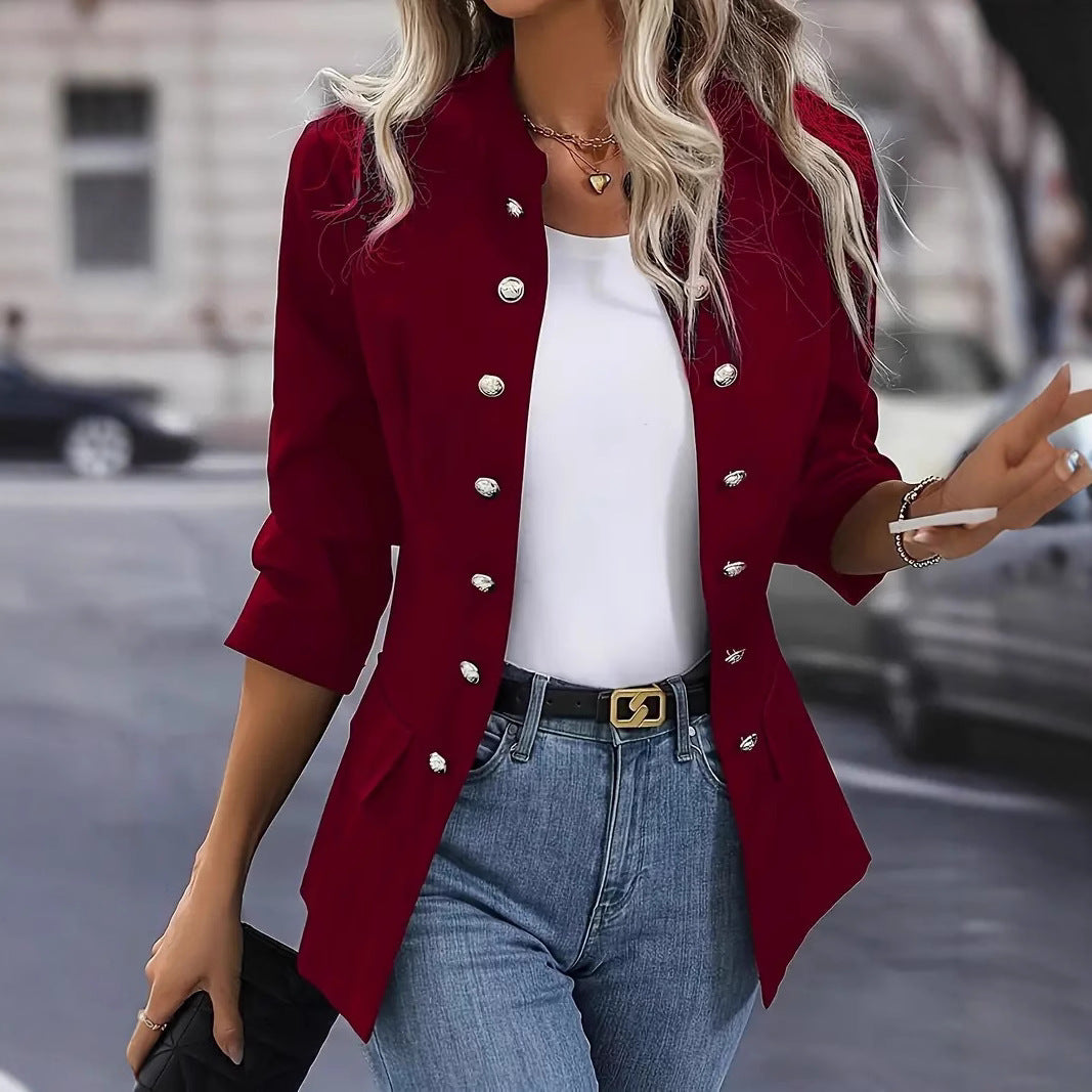 Women's elegant short sleeve blazer with decorative buttons Lune London