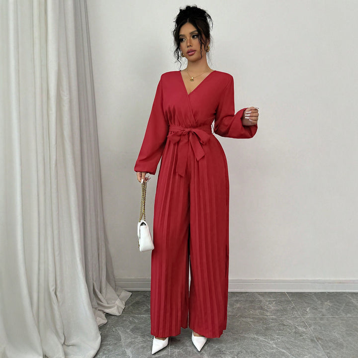 Women’s jumpsuit with pleats and belt Lune London