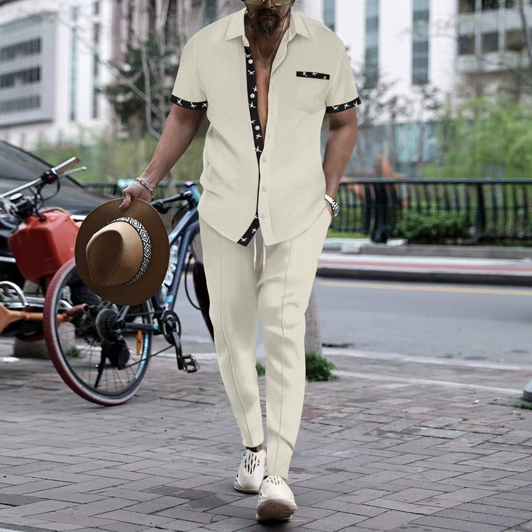 Men's chic short sleeve shirt and slim pants ensemble Lune London