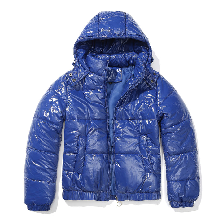 Shiny quilted jacket for women with removable hood Lune London