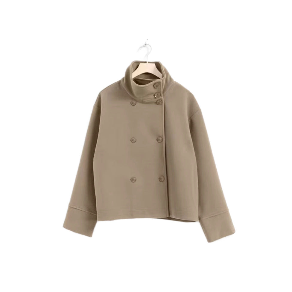Cropped jacket for women with high collar and double breasted Lune London