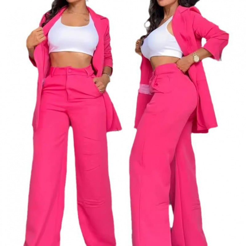 Ladies Elegant wide pants and fitted blazer Set Lune London