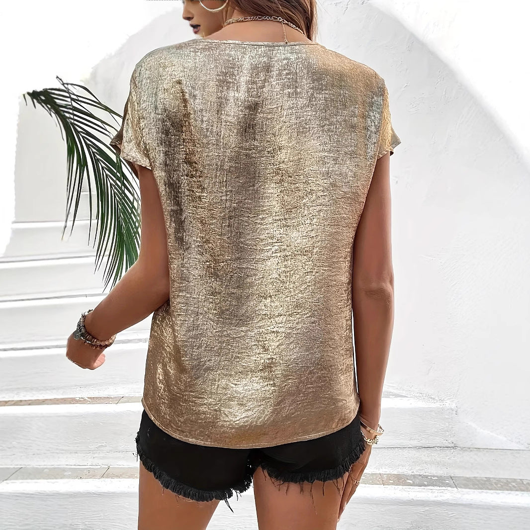 Ladies Elegant V-neck Top with Sparkling Finish Lune London