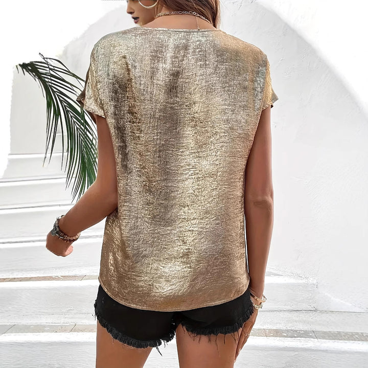 Ladies Elegant V-neck Top with Sparkling Finish Lune London