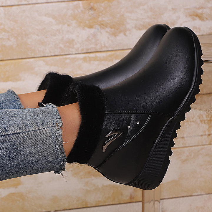 Wedge heel boots for women with soft inner lining and stylish zipper Lune London
