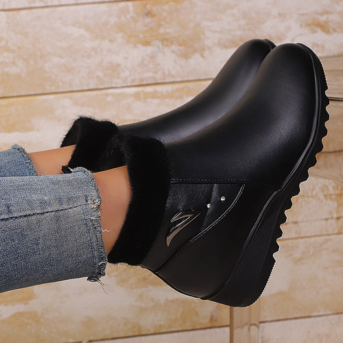 Wedge heel boots for women with soft inner lining and stylish zipper Lune London