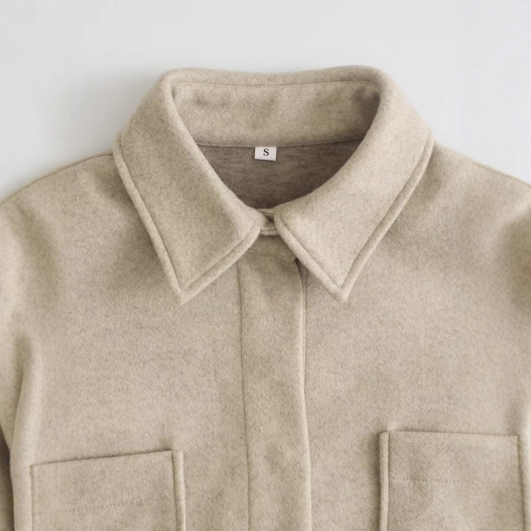 Oversized flannel jacket for women in high-quality wool blend with practical pockets Lune London