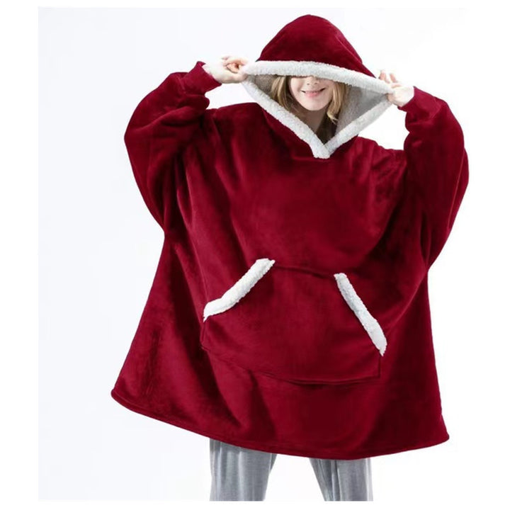 Ladies comfortable sweat poncho with soft lining and practical pockets Lune London