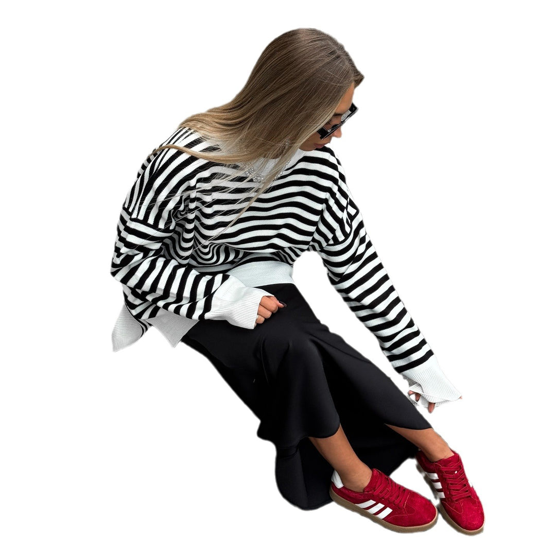 Striped oversized sweater for women with a casual style featuring wide sleeves Lune London