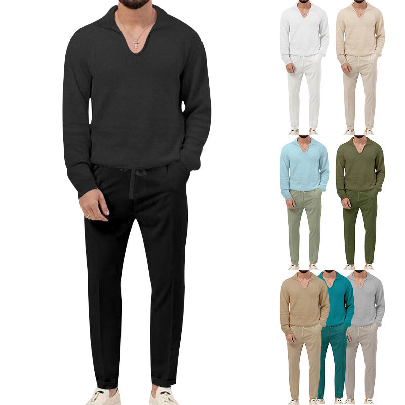 Comfortable pullover for men with V-neck and elegant pants combination Lune London