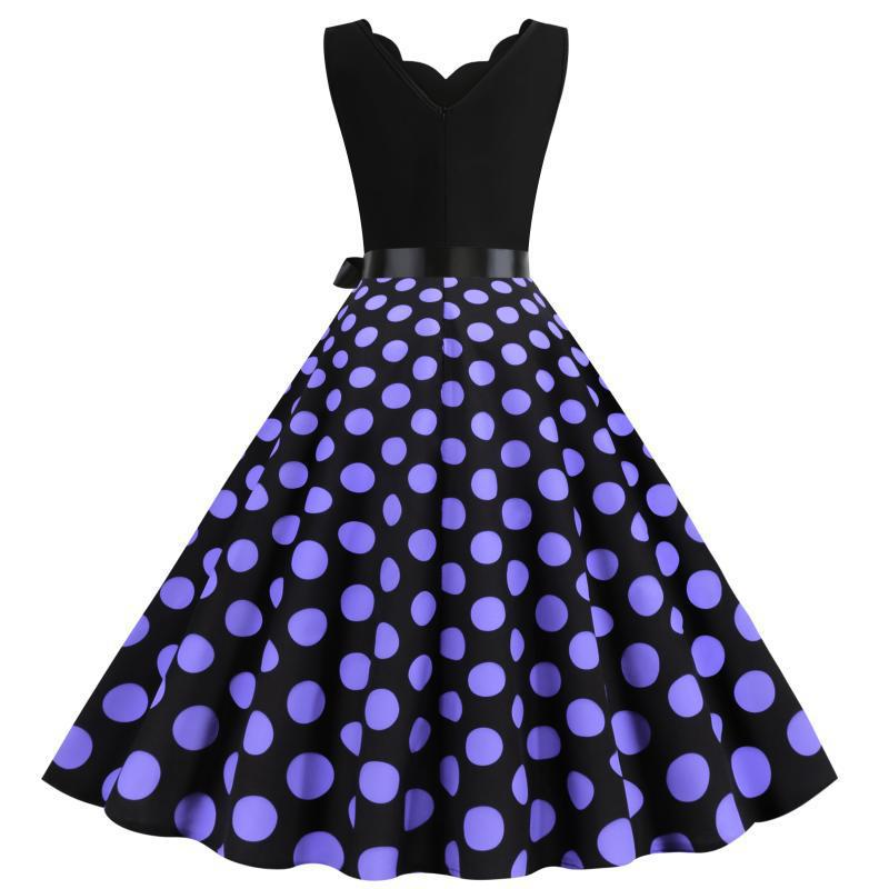 Robe midi demi-durée pour femmes avec motif à pois classique et silhouette cintrée Chic & Stil