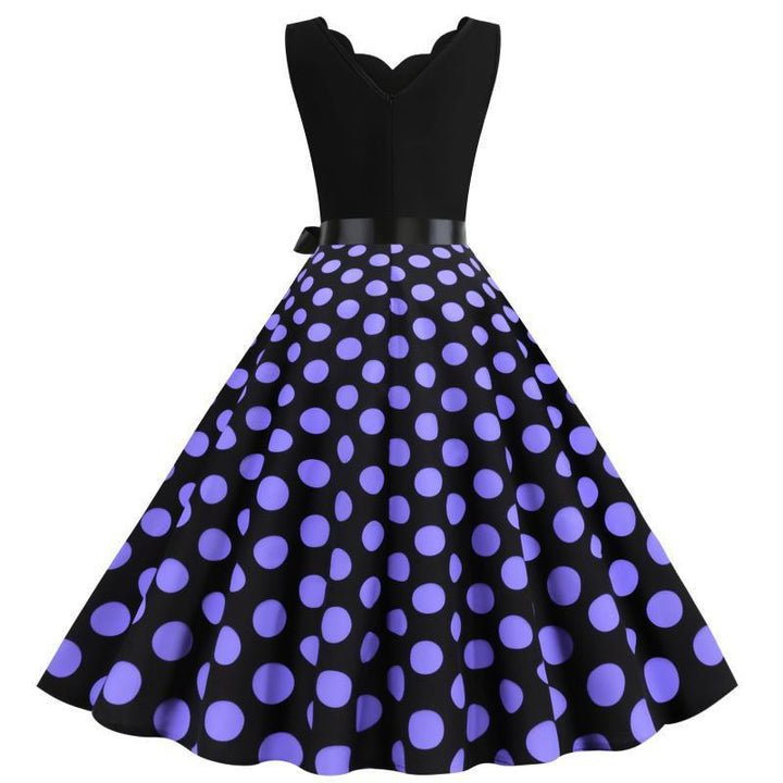 Robe midi demi-durée pour femmes avec motif à pois classique et silhouette cintrée Chic & Stil
