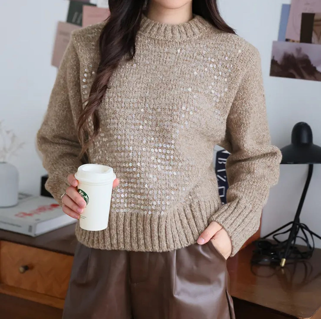 Sparkling knit sweater for women with texture and loose fit Lune London