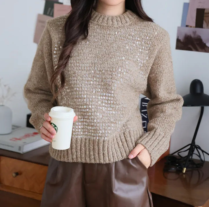Sparkling knit sweater for women with texture and loose fit Lune London
