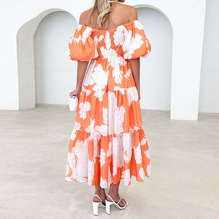 Robe Maxi pour femmes avec de volumineuses manches bouffantes et un design floral Chic & Stil