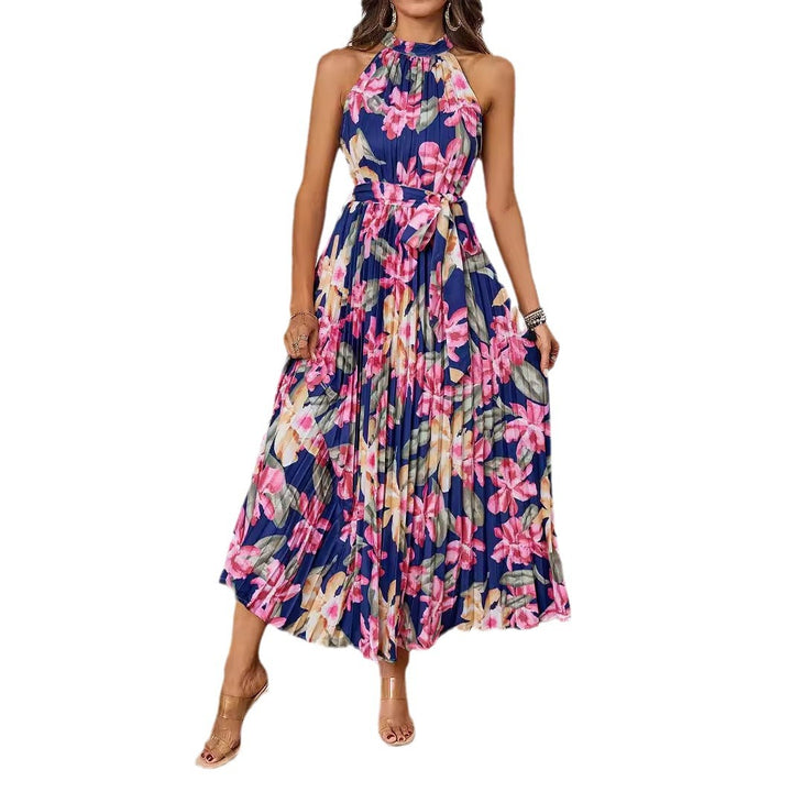 Elegant maxi dress for women with floral design and ruched top Chic & Stil