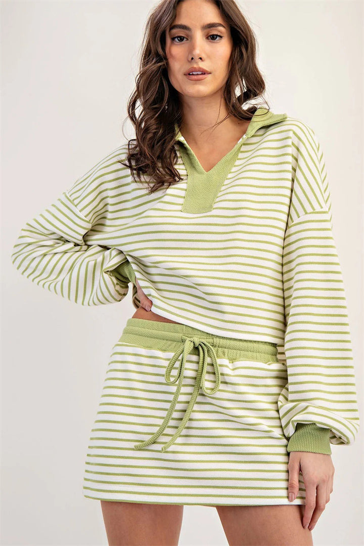 Casual women's sweater with striped pique pattern Lune London