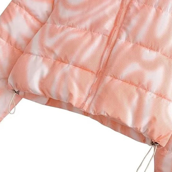 Cropped transition jacket for women with a modern geometric print and practical pockets Lune London
