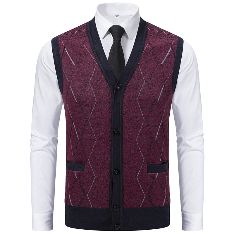 Men's Fashionable Knitted Vest with Sophisticated Patterns and Practical Pockets Lune London