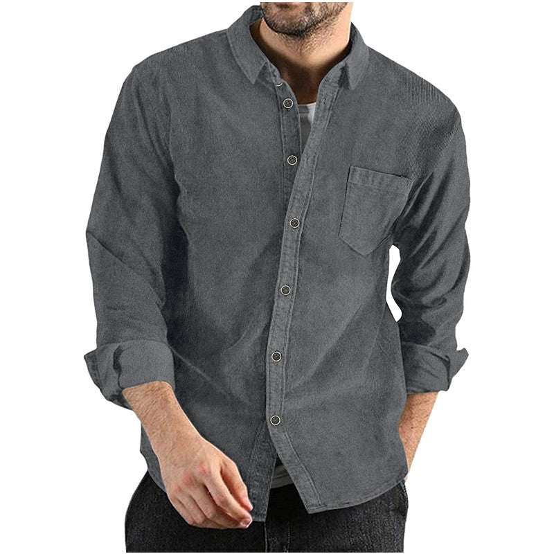 Casual corduroy shirt for men with chest pocket and trendy collar Lune London