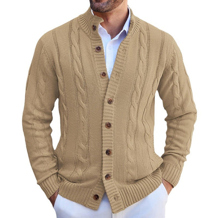Men's knitted jacket with embossed pattern and foldable collar Lune London