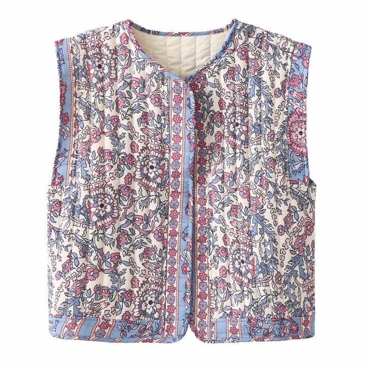 Ladies quilted vest with floral design Lune London