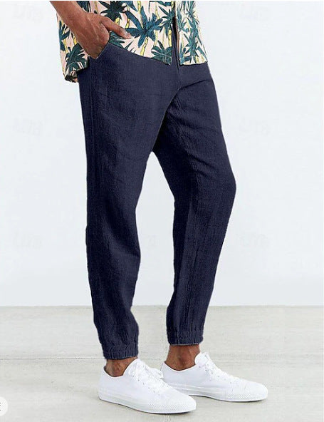 Casual linen pants for men with elastic waist and side pockets Lune London