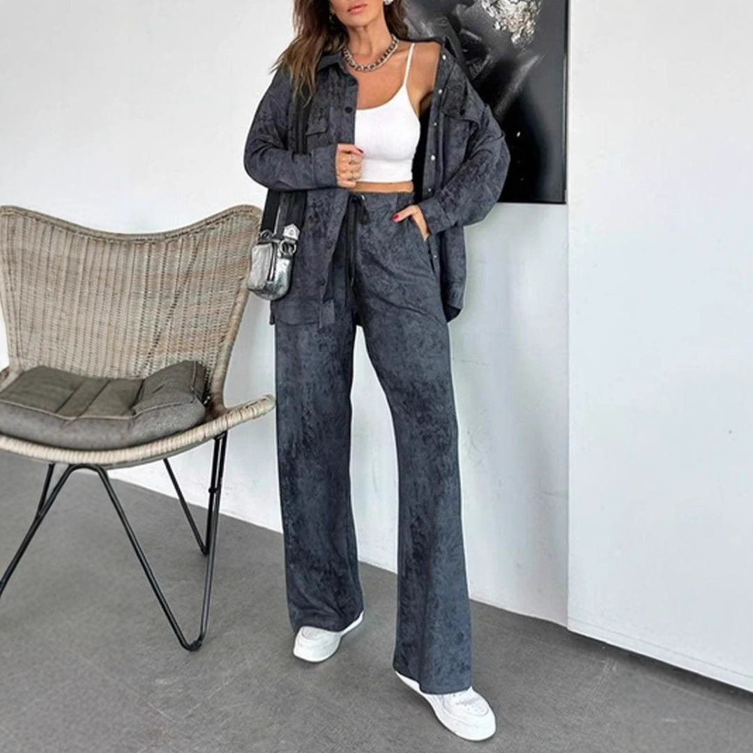 Casual blouse and pant set for women in soft material with special textures Lune London
