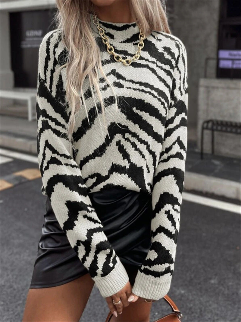 Modern sweater for women with zebra pattern Lune London
